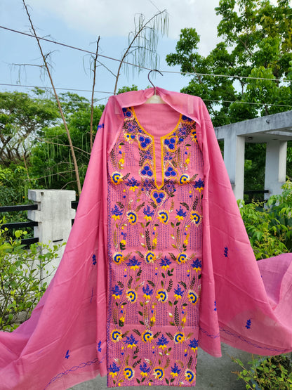 Chikonwala's Exclusive Hand Embroidered Kolkatakari Dress Material