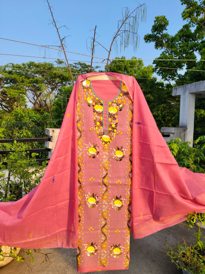 Chikonwala's Exclusive Hand Embroidered Kolkatakari Dress Material