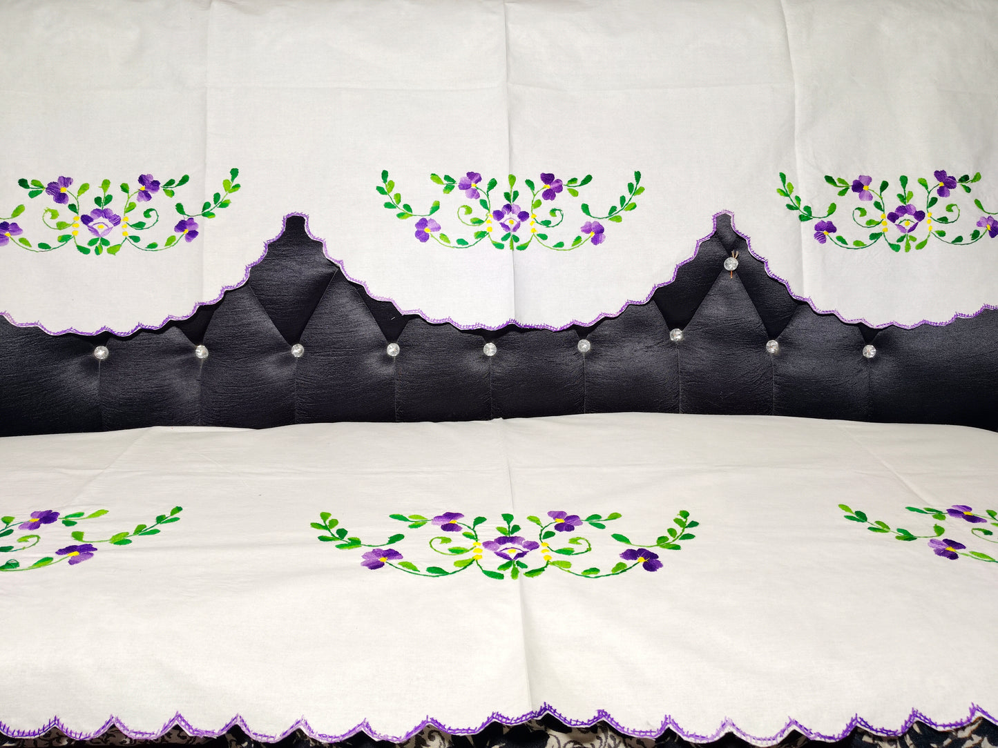 Hand Embroidered Sofa Cover (3+1+1 Seater)