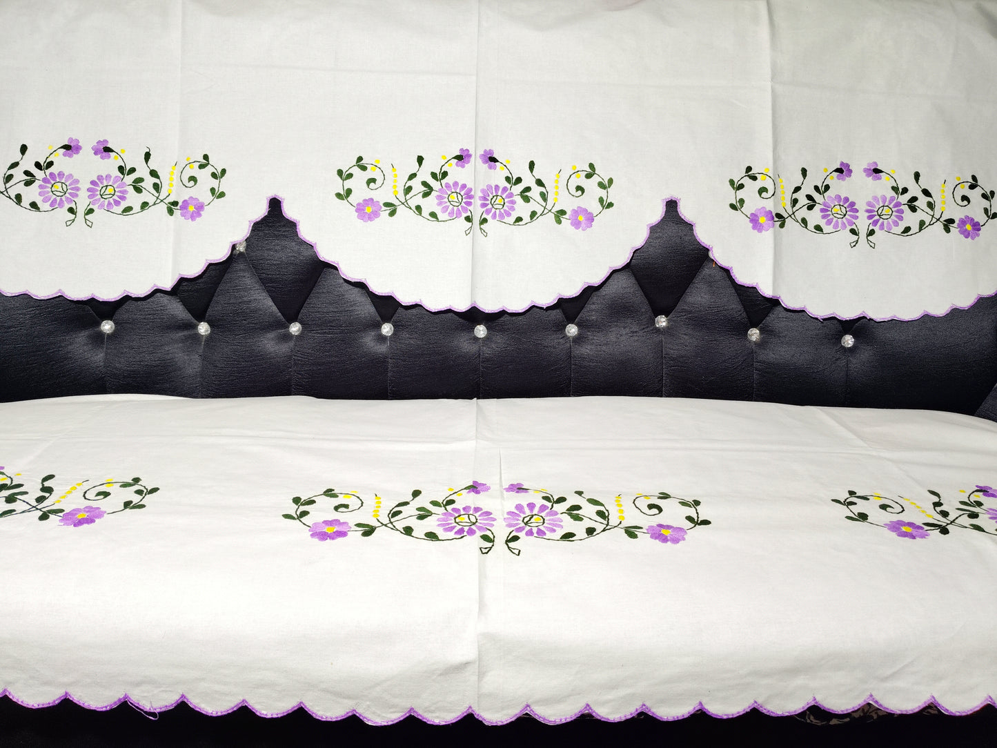 Hand Embroidered Sofa Cover (3+1+1 Seater)