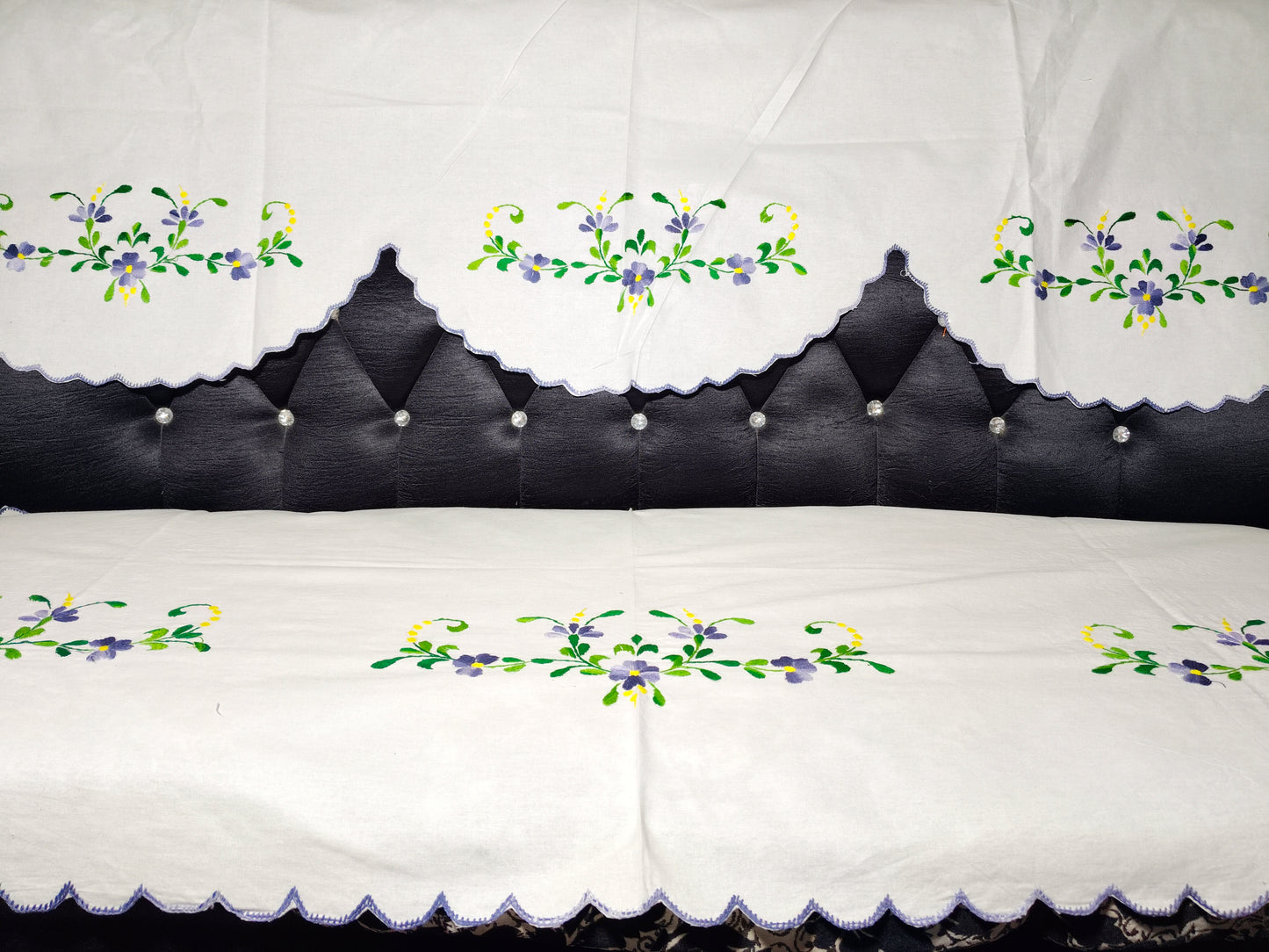Hand Embroidered Sofa Cover (3+1+1 Seater)
