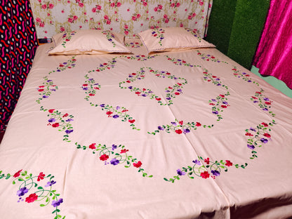 Chikonwala's Hand Embroidered Floral Design Bedsheet