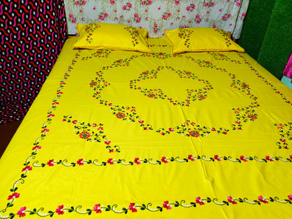 Chikonwala's Hand Embroidered Floral Design Bedsheet