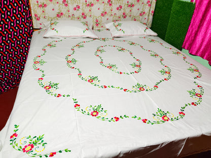 Chikonwala's Hand Embroidered Floral Design Bedsheet