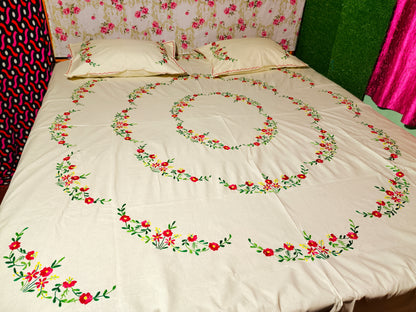 Chikonwala's Hand Embroidered Floral Design Bedsheet