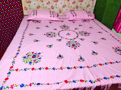 Chikonwala's Hand Embroidered Floral Design Bedsheet