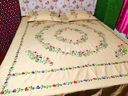 Chikonwala's Hand Embroidered Floral Design Bedsheet