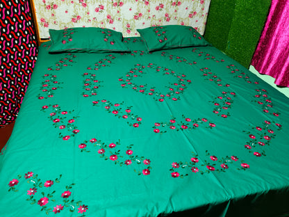 Chikonwala's Hand Embroidered Floral Design Bedsheet