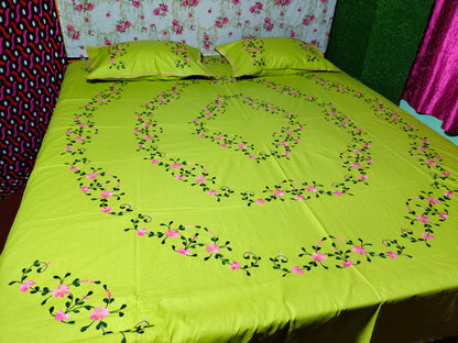 Chikonwala's Hand Embroidered Floral Design Bedsheet
