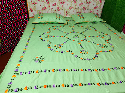 Chikonwala's Hand Embroidered Floral Design Bedsheet