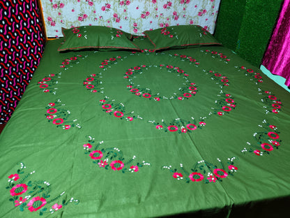 Chikonwala's Hand Embroidered Floral Design Bedsheet