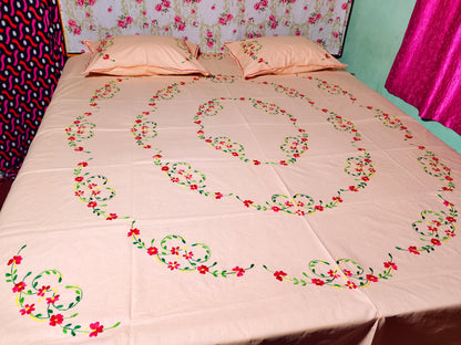 Chikonwala's Hand Embroidered Floral Design Bedsheet
