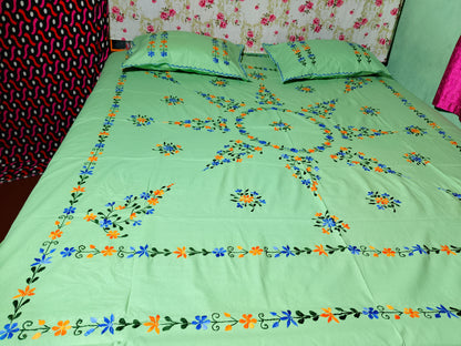 Chikonwala's Hand Embroidered Floral Design Bedsheet
