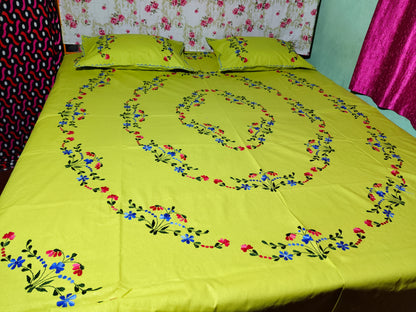 Chikonwala's Hand Embroidered Floral Design Bedsheet