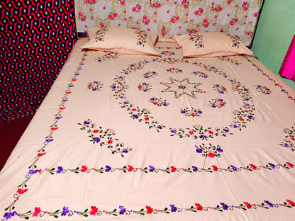 Chikonwala's Hand Embroidered Floral Design Bedsheet