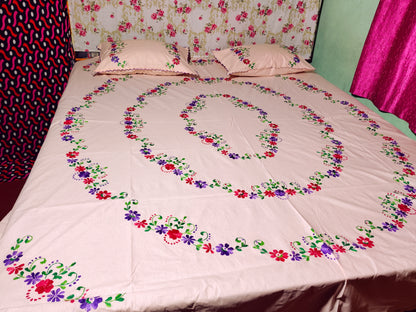 Chikonwala's Hand Embroidered Floral Design Bedsheet
