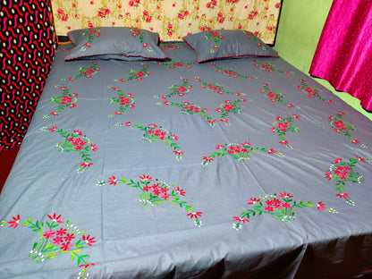 Chikonwala's Hand Embroidered Floral Design Bedsheet
