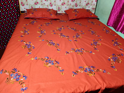 Chikonwala's Hand Embroidered Floral Design Bedsheet