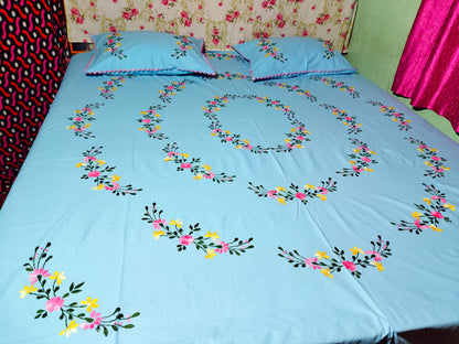 Chikonwala's Hand Embroidered Floral Design Bedsheet