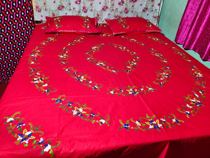 Chikonwala's Hand Embroidered Floral Design Bedsheet
