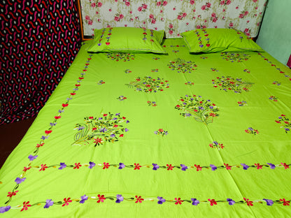 Chikonwala's Hand Embroidered Floral Design Bedsheet