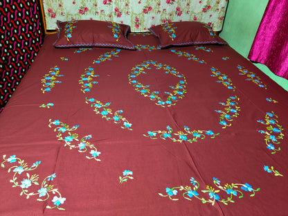 Chikonwala's Hand Embroidered Floral Design Bedsheet