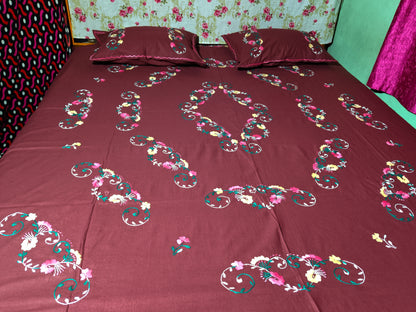 Chikonwala's Hand Embroidered Floral Design Bedsheet