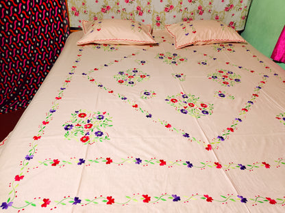 Chikonwala's Hand Embroidered Floral Design Bedsheet