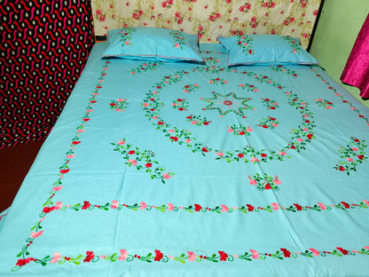 Chikonwala's Hand Embroidered Floral Design Bedsheet