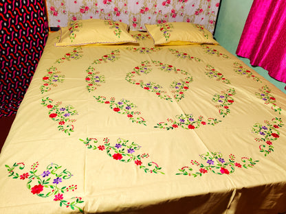 Chikonwala's Hand Embroidered Floral Design Bedsheet
