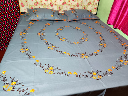 Chikonwala's Hand Embroidered Floral Design Bedsheet