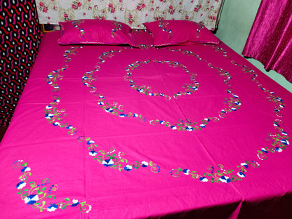 Chikonwala's Hand Embroidered Floral Design Bedsheet