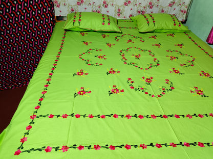 Chikonwala's Hand Embroidered Floral Design Bedsheet