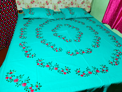 Chikonwala's Hand Embroidered Floral Design Bedsheet