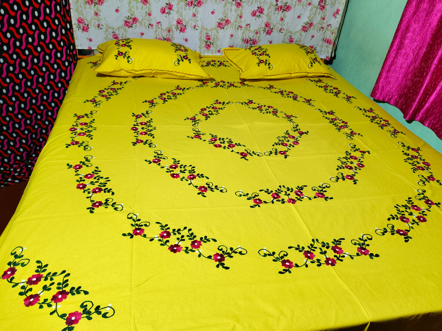 Chikonwala's Hand Embroidered Floral Design Bedsheet