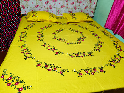 Chikonwala's Hand Embroidered Floral Design Bedsheet