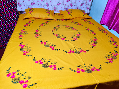 Chikonwala's Hand Embroidered Floral Design Bedsheet