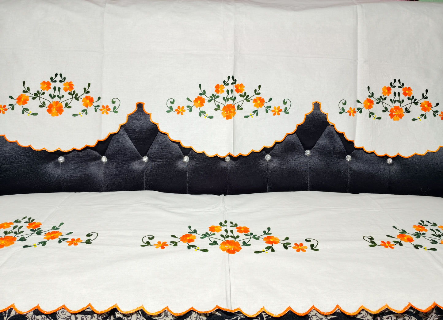 Hand Embroidered Sofa Cover (3+1+1 Seater)