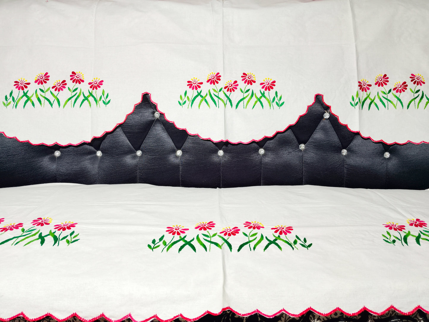 Hand Embroidered Sofa Cover (3+1+1 Seater)