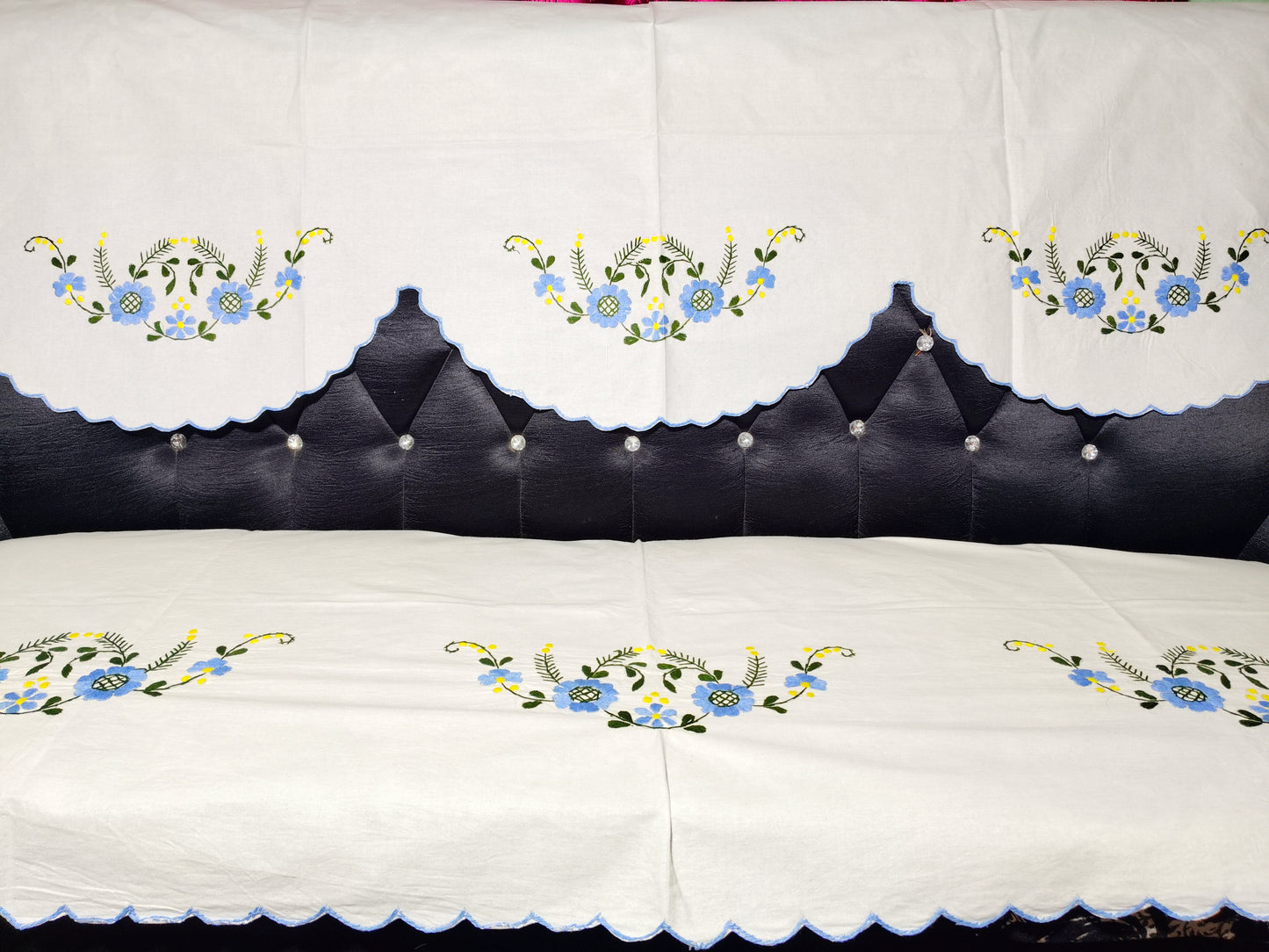 Hand Embroidered Sofa Cover (3+1+1 Seater)