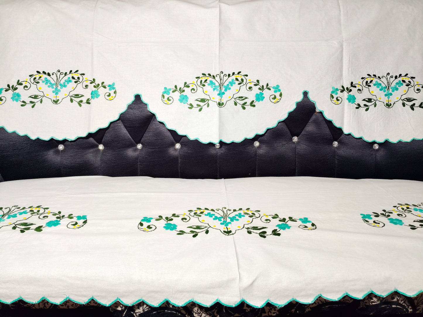 Hand Embroidered Sofa Cover (3+1+1 Seater)