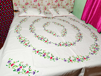 Chikonwala's Hand Embroidered Floral Design Bedsheet