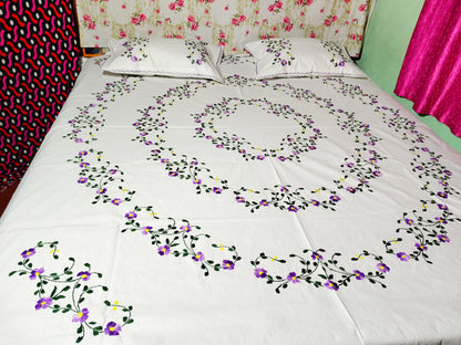 Chikonwala's Hand Embroidered Floral Design Bedsheet