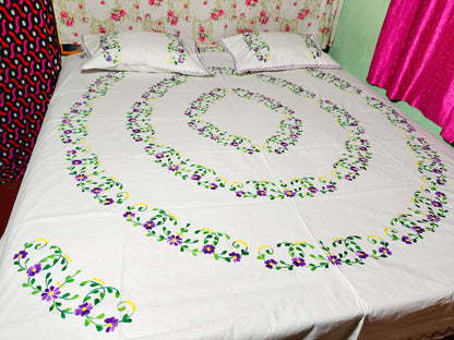 Chikonwala's Hand Embroidered Floral Design Bedsheet