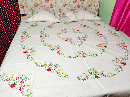 Chikonwala's Hand Embroidered Floral Design Bedsheet