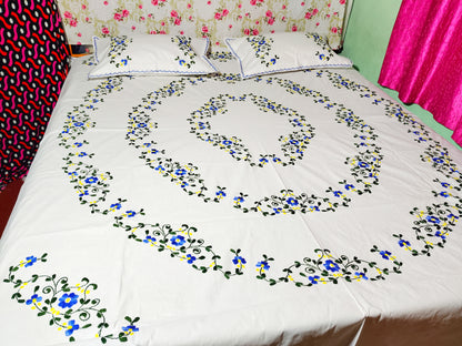 Chikonwala's Hand Embroidered Floral Design Bedsheet