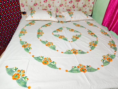 Chikonwala's Hand Embroidered Floral Design Bedsheet