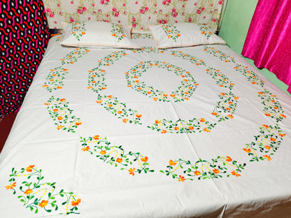 Chikonwala's Hand Embroidered Floral Design Bedsheet
