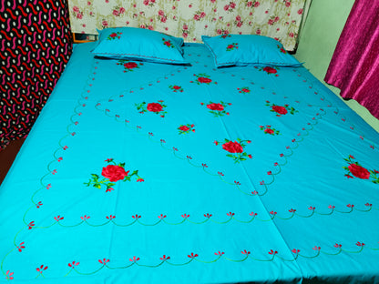Chikonwala's Hand Embroidered Floral Design Bedsheet