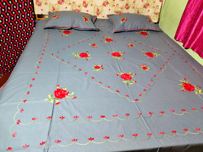 Chikonwala's Hand Embroidered Floral Design Bedsheet